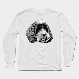 Black and white image of a Cockapoo Long Sleeve T-Shirt